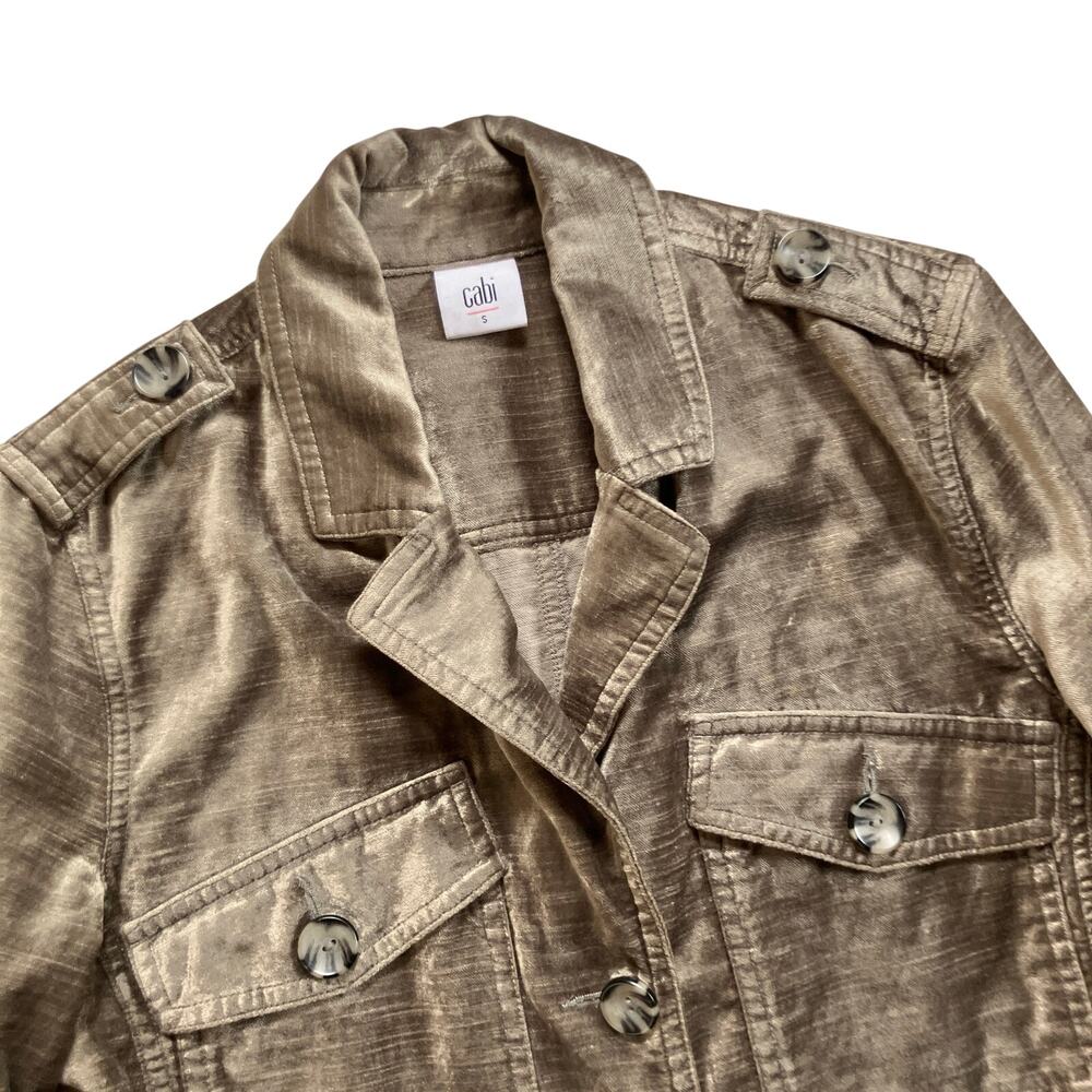 CAbi Velvet Moto Jacket Size Small Brown Artsy Boho - Picture 2 of 6